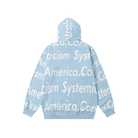 Denim Tears Light Blue Letter Zip-Up Hooded Jacket - Picture 2 of 8